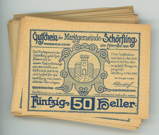1920 Núdzové peniaze Rakúsko Schörfling am Attersee