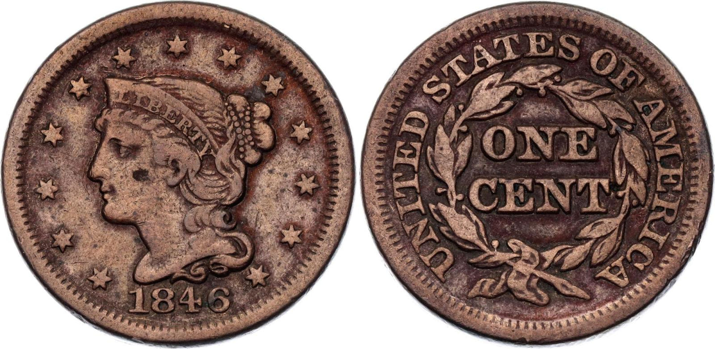 1 Cent 1846 USA Hlava Slobody Vzácna !