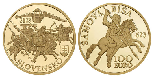 100 EURO/2023 - Vznik Samovej ríše - 1400. výročie vrátane pametného listu