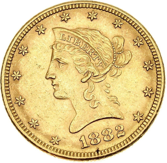 1882 Zlatá minca 10 Dollar USA Coronet Head Vzácnejšia